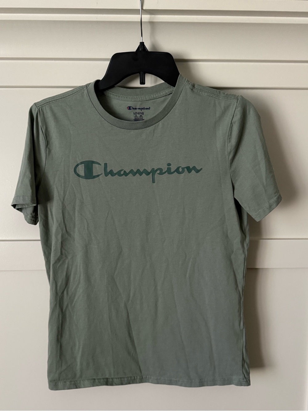 Champion Sage Green Short Sleeve Logo Tee